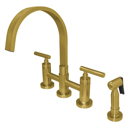 Kingston Brass Manhattan 2-Handle Kitchen Faucet W/Brass Side Sprayer, Brass KS8267CMLBS